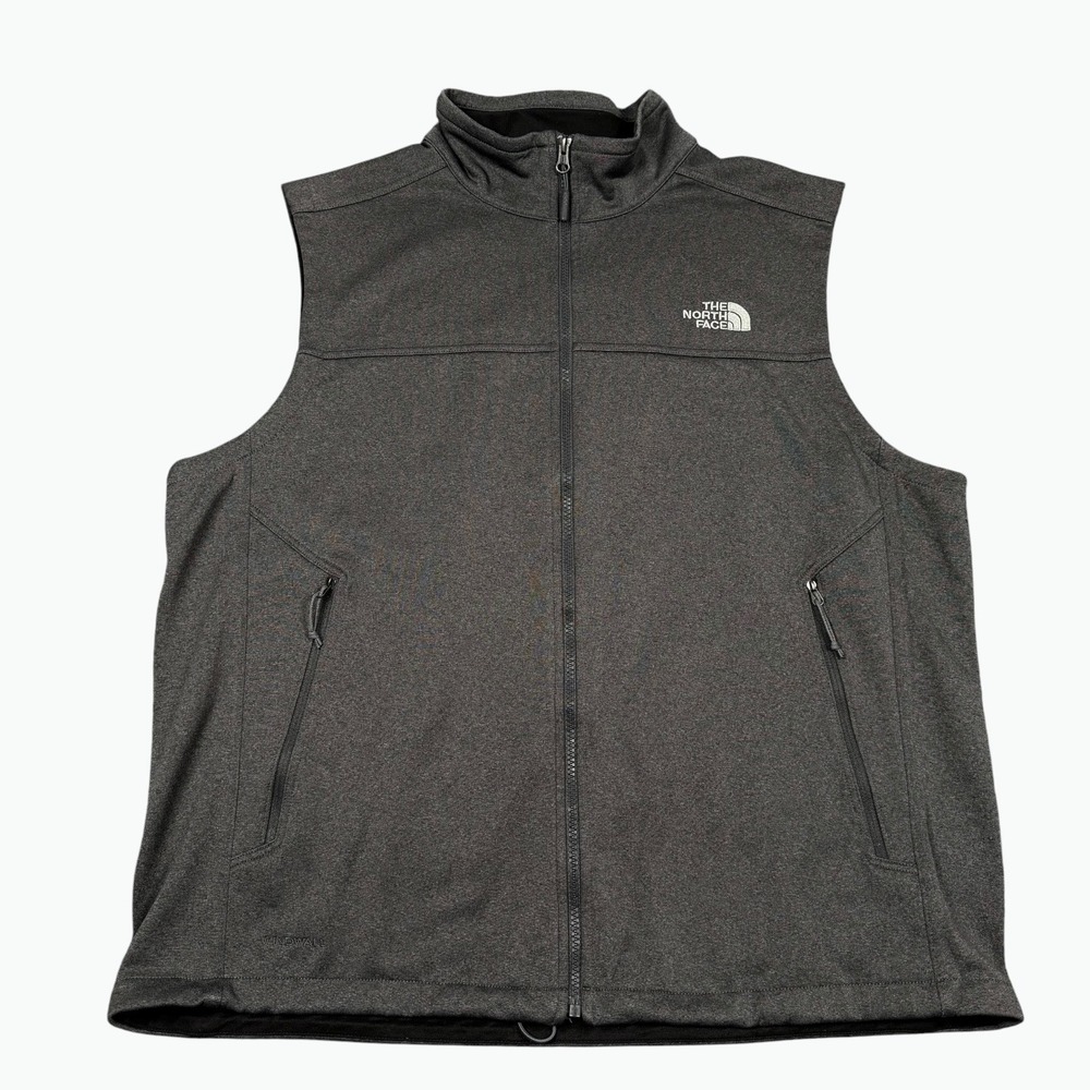The North Face Windwall Vest Men XL DK Gray Full Zip Softshell Sleeveless Jacket